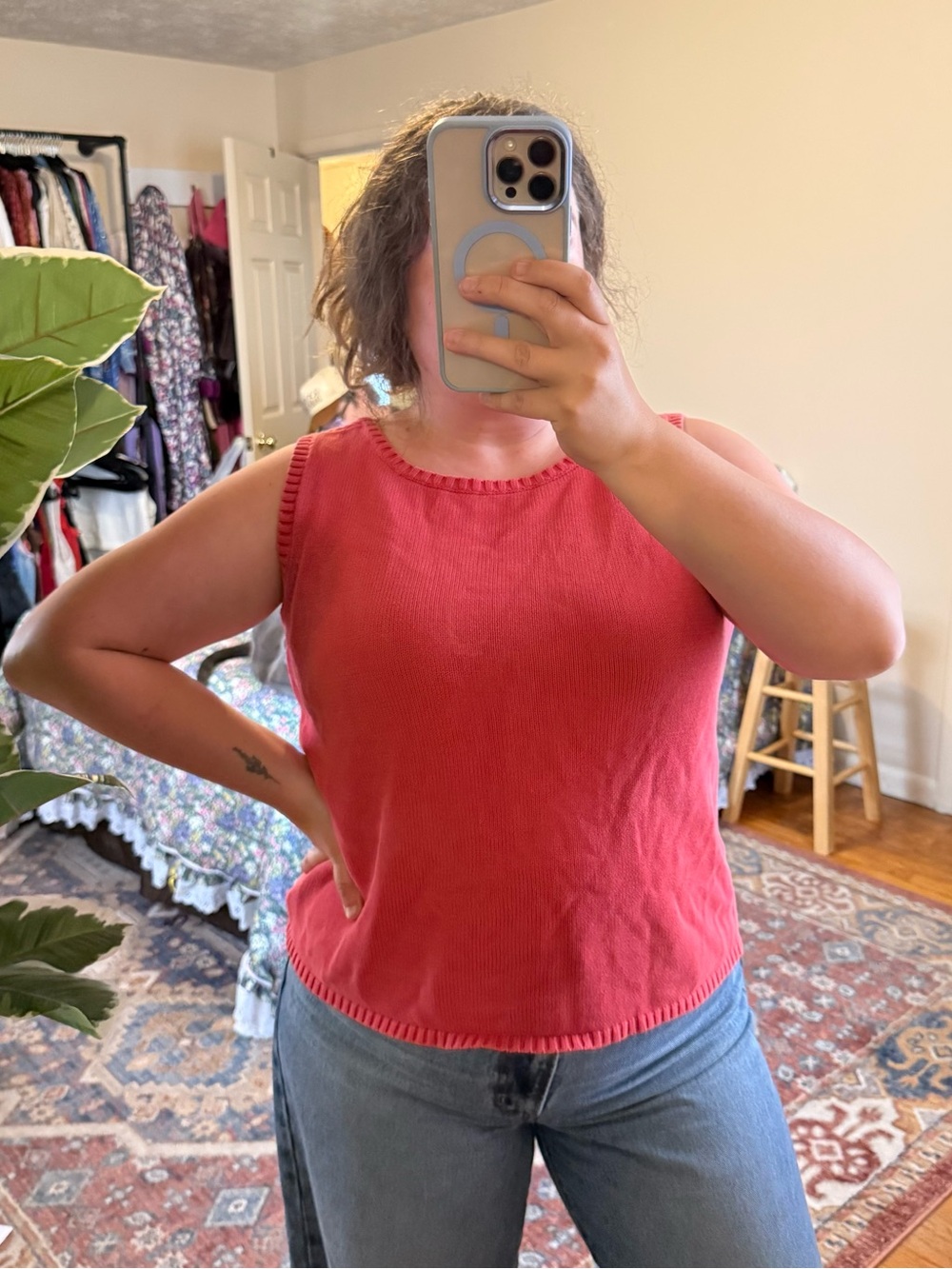Eddie Bauer vintage red knit tank top